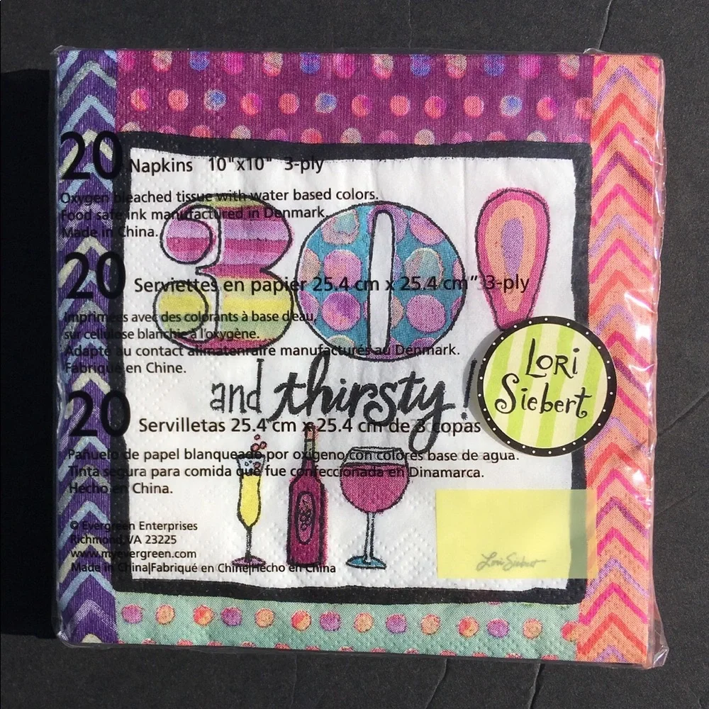 2 Packages Cypress Home 30th Birthday Paper Beverage Napkins Cocktail Crafts New